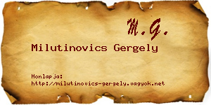 Milutinovics Gergely névjegykártya